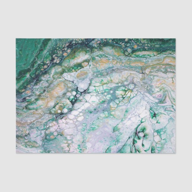 Acrylic Fluid Pour Emerald Dragon Tissue Paper (Front)