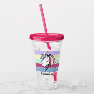Acrylic glass with cute unicorn illustration.