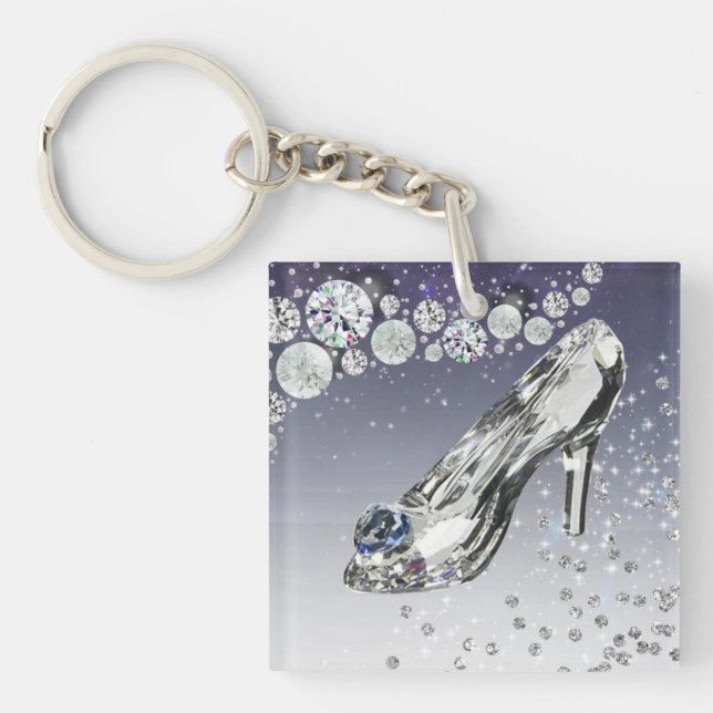 Acrylic Glass with Glass Shoe Keychain (Front)