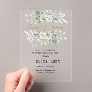 Acrylic greenery wedding invitations