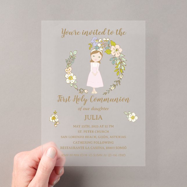Acrylic JULIA First Communion Invitation (Insitu (Handheld))
