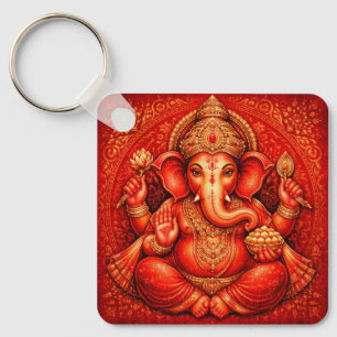 Acrylic Key Chain: Vibrant Lord Ganesha Art  Keychain