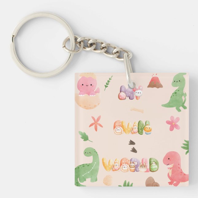 Acrylic Keychain | Cute Dinosaur World (Front)