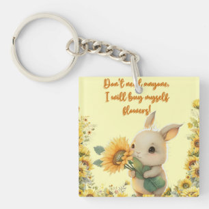 Acrylic Keychain Cute Rabbit Holding Sunflower