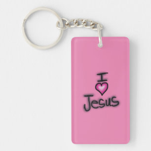 Acrylic Keychain I Love Jesus I Heart Jesus