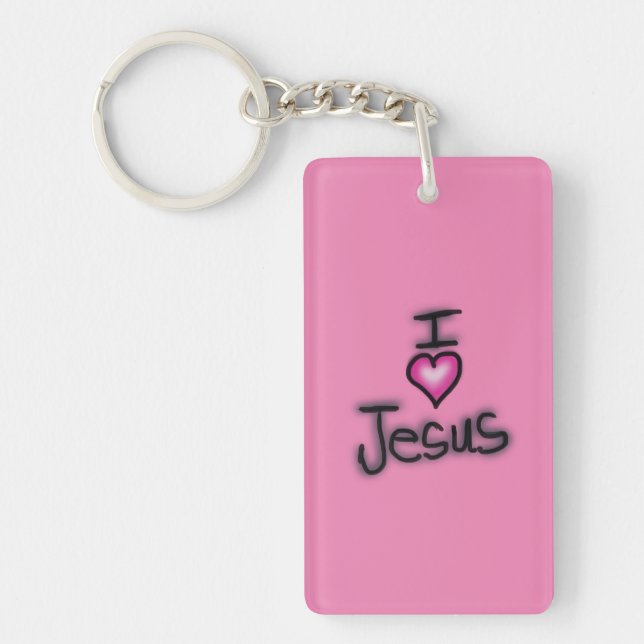 Acrylic Keychain I Love Jesus I Heart Jesus (Front)