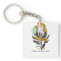 Acrylic Keychain protea flower with gold 