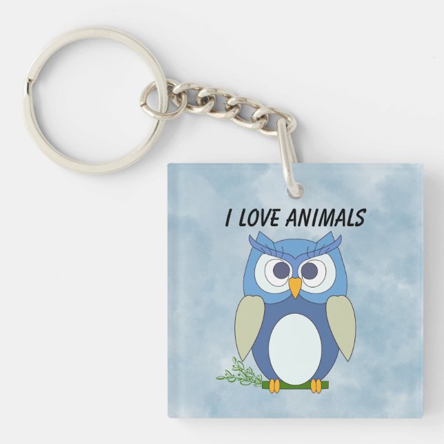 Acrylic Keychain with cute little Owl (Front)