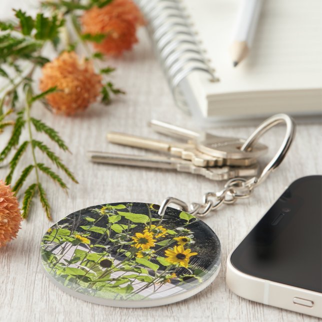 acrylic keychain with sunflower photo (Devant droit)