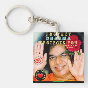Acrylic keypad Sathya Sai Baba " Protect ... Keychain