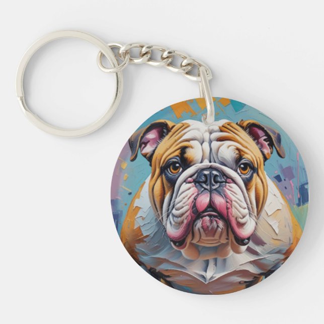 Acrylic Llavero Bulldog Keychain (Front)