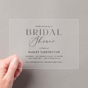 Acrylic Minimal Bridal Shower Party Invitation 