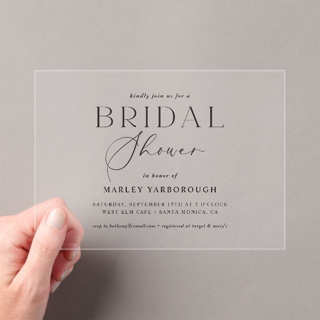 Acrylic Minimal Bridal Shower Party Invitation  (Insitu (Handheld))