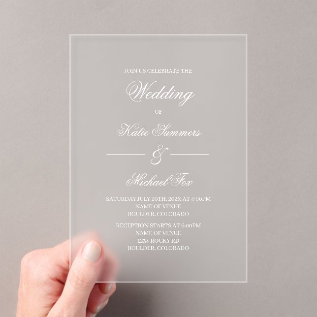 acrylic minimalist wedding  invitations (Insitu (Handheld))