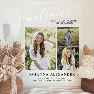 Acrylic Modern 3 Photos Graduation Welcome Sign
