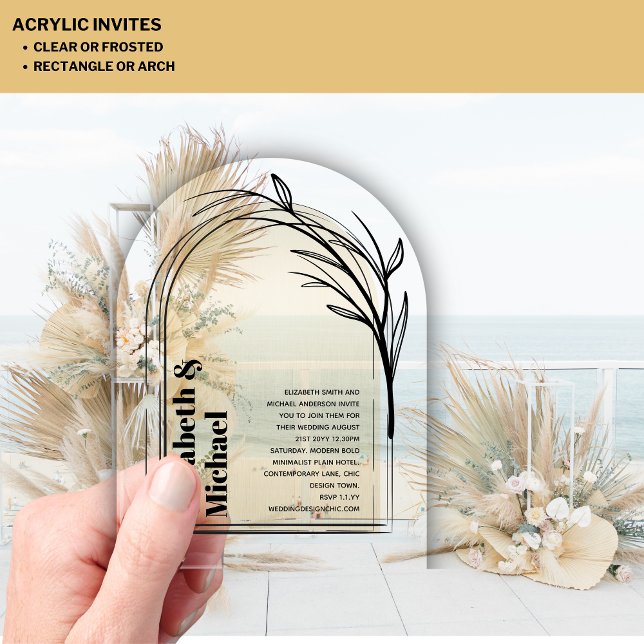 Acrylic Modern Minimalist Simple Bold GOLD Boho Acrylic Invitations (Creator Uploaded)