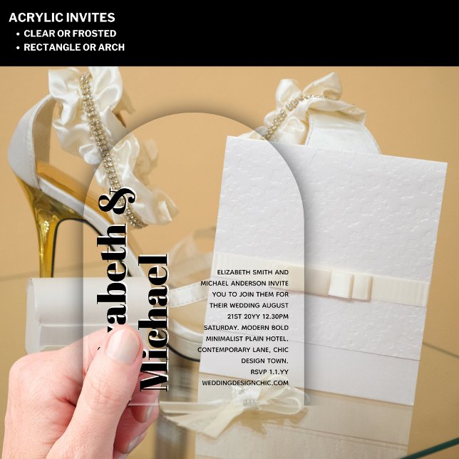 Acrylic Modern Minimalist Simple Bold Plain Black  Acrylic Invitations (Creator Uploaded)