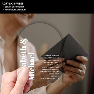 Acrylic Modern Minimalist Simple Bold Plain White  Invitations