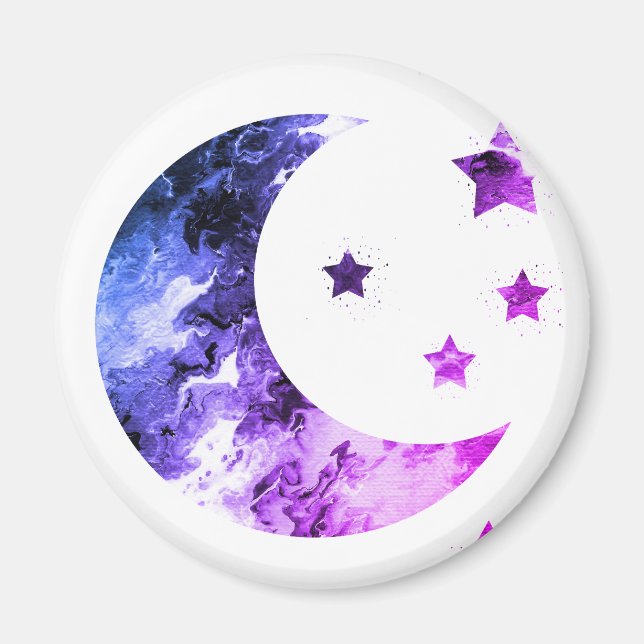 Acrylic Moon and Stars Magnet (Front)