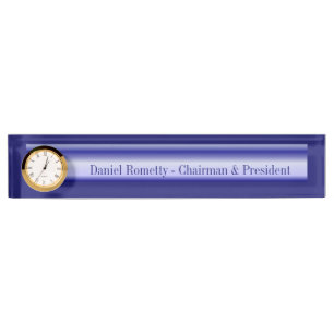 Acrylic Name Plate Clock - Light to Midnight Blue