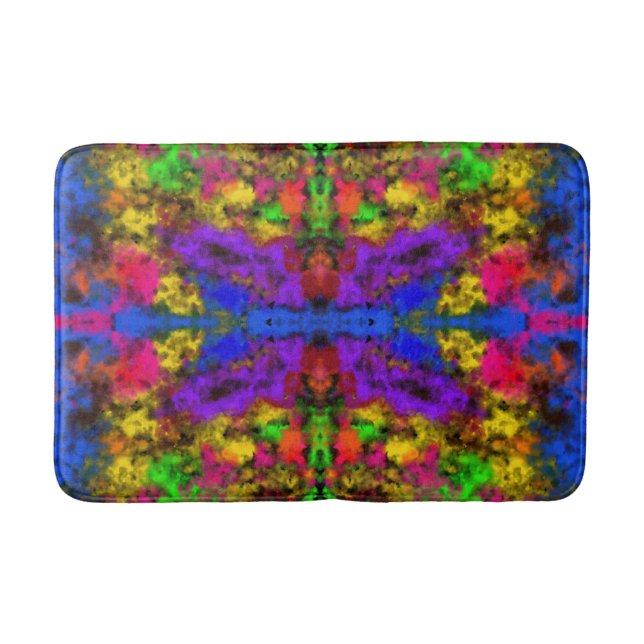 Acrylic Neon Colors Paint Splatter Splash Abstract Bath Mat (Front)