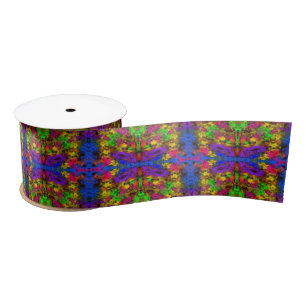 Acrylic Neon Colors Paint Splatter Splash Abstract Satin Ribbon