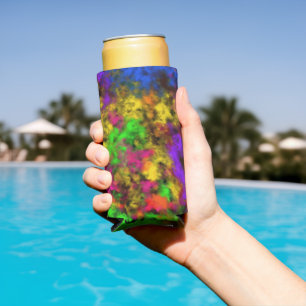 Acrylic Neon Colors Paint Splatter Splash Abstract Seltzer Can Cooler