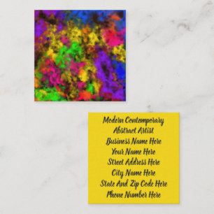 Acrylic Neon Colors Paint Splatter Splash Abstract Square Business Card