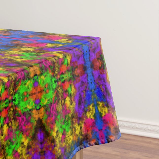 Acrylic Neon Colors Paint Splatter Splash Abstract Tablecloth (In Situ)