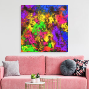 Acrylic Neon Colours Paint Splatter Splash Abstrac Canvas Print