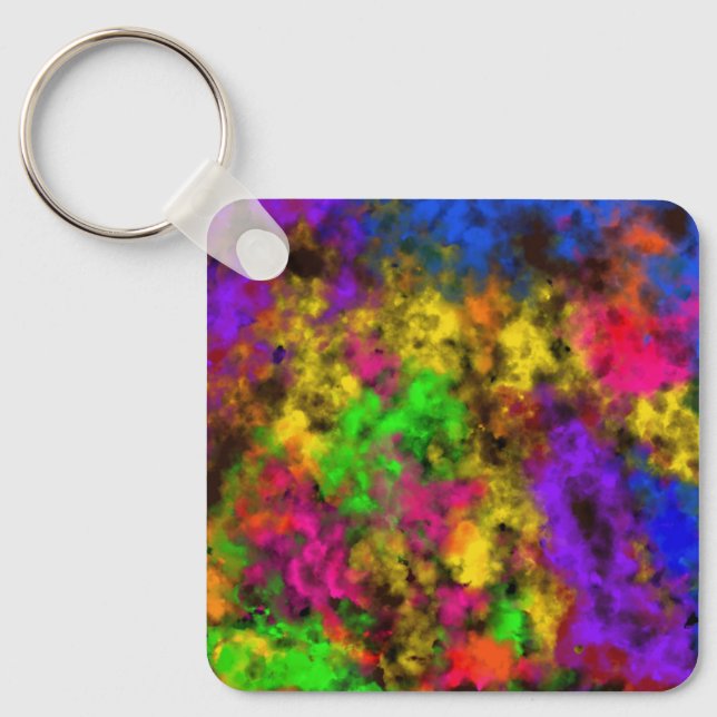 Acrylic Neon Colours Paint Splatter Splash Abstrac Keychain (Front)