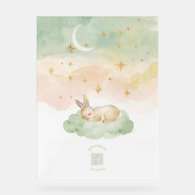 Acrylic Nursery Sign | Sleeping Bunny Watercolor (Front)