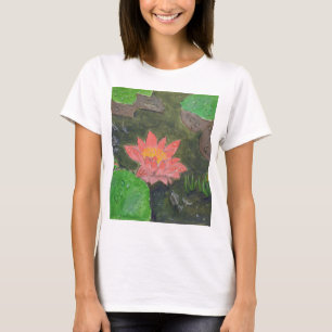 Acrylic on canvas, pink water lily flower T-Shirt