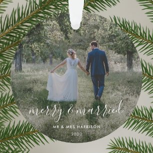 Acrylic Ornament   Merry and Married Photo