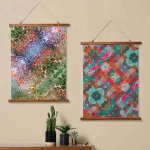 Acrylic paint abstract hanging tapestry