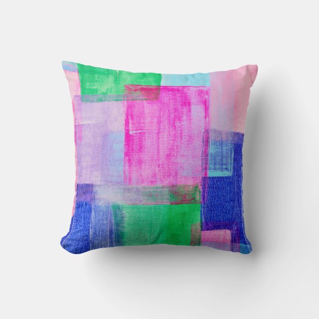 Acrylic paint smears, colourful abstract. throw pillow (Front)