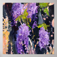 Acrylic painting , blooming wisteria
