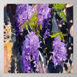 Acrylic painting , blooming wisteria poster