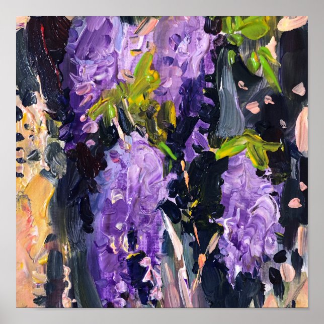 Acrylic painting ,  blooming wisteria poster (Front)