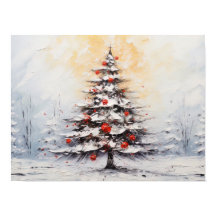 Acrylic Painting Impasto Christmas Tree Poster