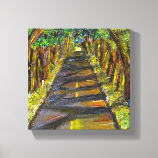 Acrylic painting of tunnel of trees in Kauai Canvas Print (Front)