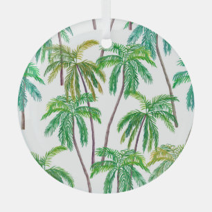 Acrylic Palms: Summer Textile Texture. Glass Ornament