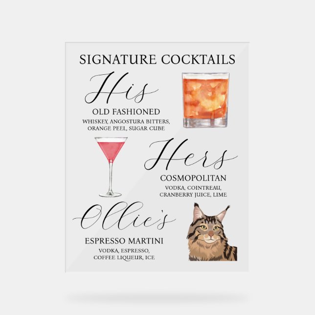 Acrylic Pet Bar Menu Sign (Front)