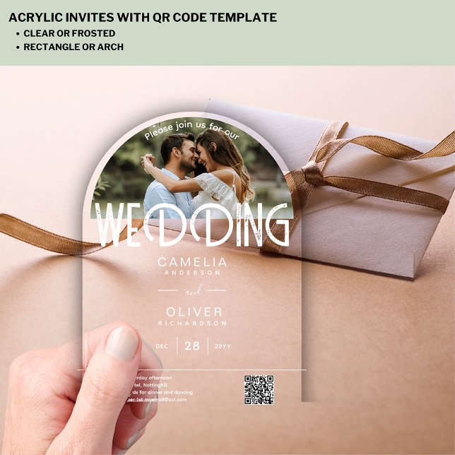 ACRYLIC Photo Wedding Invite Modern Minimal ARCH Acrylic Invitations (Creator Uploaded)
