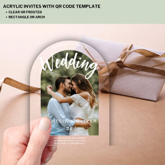 ACRYLIC Photo Wedding Invite Modern Simple ARCH Invitations
