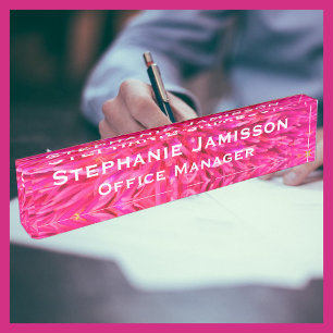 Acrylic Pink Floral Macro Abstract Name Title Nameplate