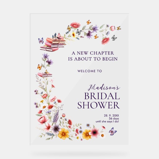  Acrylic Poppy & Lavender Bridal Shower Welcome  (Recto)