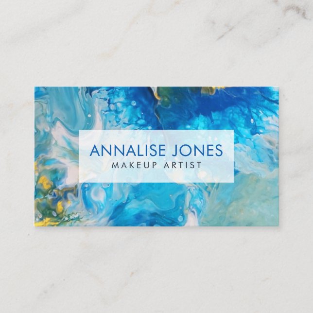 Acrylic pour Abstract painting - Ocean Foam Business Card (Front)