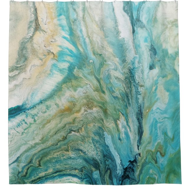 Acrylic pour abstract turquoise coast (Front)