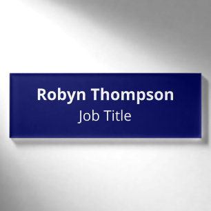 Acrylic Professional Name Tag Magnetic Navy Blue